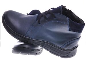 Skórzane buty męskie z ociepleniem Granatowe